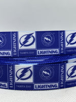 Tampa Bay Lightning inspired 7/8" or 1.5" grosgrain ribbon and/or coordinating 1" flatbacks. Perfect for hair bows and many other crafts.