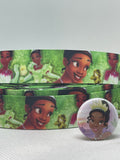 PRINCESS TIANA inspired 7/8" grosgrain ribbon and/or coordinating 1" flatbacks. Perfect for bow making and many other crafts.