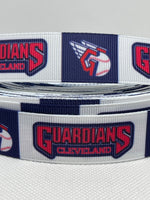 Cleveland Guardians inspired 7/8" grosgrain ribbon and/or coordinating 1" flatbacks. Perfect for bow making and many other crafts.