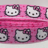 HELLO KITTY inspired 7/8" grosgrain ribbon and/or coordinating 1" flatbacks. Perfect for bow making and many other crafts.