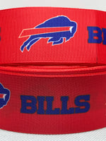 Buffalo Bills inspired grosgrain ribbon and/or coordinating 1" flatbacks.  Perfect for bow making and many other crafts.