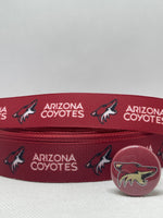 Arizona Coyotes inspired 7/8" grosgrain ribbon and/or coordinating 1" flatbacks. Perfect for bow making and many other crafts.