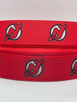 NEW JERSEY DEVILS inspired 7/8" grosgrain ribbon and/or coordinating 1" flatbacks.  Perfect for bow making and many other crafts.