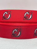 NEW JERSEY DEVILS inspired 7/8" grosgrain ribbon and/or coordinating 1" flatbacks.  Perfect for bow making and many other crafts.