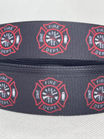 FIREFIGHTER inspired grosgrain ribbon and/or coordinating 1" flatbacks. Perfect for bow making and many other crafts.