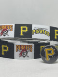 PITTSBURGH PIRATES inspired grosgrain ribbon and/or coordinating 1" flatbacks. Perfect for bow making and many other crafts.