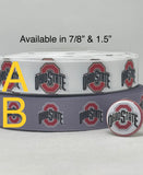 OHIO STATE BUCKEYES inspired grosgrain ribbon and/or coordinating 1" flatbacks. Perfect for bow making and many other crafts.