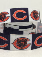 Chicago Bears inspired grosgrain ribbon and/or coordinating 1" flatbacks. Perfect for bow making and many other crafts.