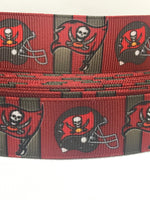 Tampa Bay Buccaneers inspired grosgrain ribbon and/or coordinating 1" flatbacks.  Perfect for bow making and many other crafts.