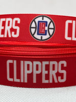 LOS ANGELES CLIPPERS inspired grosgrain ribbon and/or coordinating 1" flatbacks. Perfect for bow making and many other crafts.