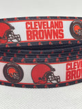 Cleveland Browns inspired 7/8" & 1.5" grosgrain ribbon and/or coordinating 1" flatbacks. Perfect for bow making and many other crafts.