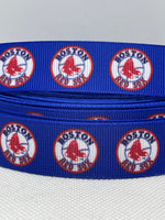 BOSTON RED SOX inspired grosgrain ribbon and/or coordinating 1" flatbacks.  Perfect for bow making and many other crafts.