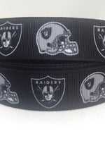 LAS VEGAS RAIDERS inspired 7/8" & 1.5" grosgrain ribbon and/or coordinating 1" flatbacks. Perfect for bow making and many other crafts.