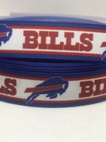 Buffalo Bills inspired grosgrain ribbon and/or coordinating 1" flatbacks.  Perfect for bow making and many other crafts.