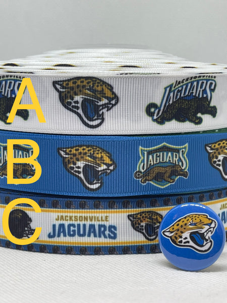 JACKSONVILLE JAGUARS inspired grosgrain ribbon and/or coordinating 1" flatbacks.  Perfect for bow making and many other crafts.