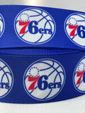 PHILADELPHIA 76ERS inspired grosgrain ribbon and/or coordinating 1" flatbacks.  Perfect for bow making and many other crafts.