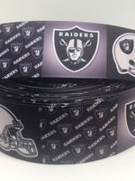 LAS VEGAS RAIDERS inspired 7/8" & 1.5" grosgrain ribbon and/or coordinating 1" flatbacks. Perfect for bow making and many other crafts.