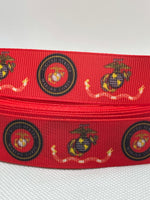 MARINES inspired grosgrain ribbon and/or coordinating 1" flatbacks. Perfect for bow making and many other crafts.