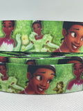 PRINCESS TIANA inspired 7/8" grosgrain ribbon and/or coordinating 1" flatbacks. Perfect for bow making and many other crafts.