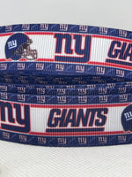 New York Giants inspired grosgrain ribbon and/or coordinating 1" flatbacks.  Perfect for bow making and many other crafts.