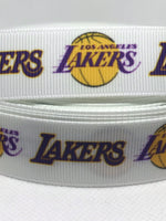 LOS ANGELES LAKERS inspired grosgrain ribbon and/or coordinating 1" flatbacks. Perfect for bow making and many other crafts.