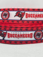 Tampa Bay Buccaneers inspired grosgrain ribbon and/or coordinating 1" flatbacks.  Perfect for bow making and many other crafts.