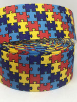 AUTISM AWARENESS inspired grosgrain ribbon and/or coordinating 1.5" planar resins. Perfect for hair bows and many other cratfs.