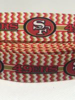 SAN FRANCISCO 49ERS inspired grosgrain ribbon and/or coordinating 1" flatbacks.  Perfect for bow making and many other crafts.