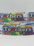 TEACHERS ROCK grosgrain ribbon and/or coordinating 1" flatbacks.  Perfect for bow making &  other crafts