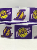 LOS ANGELES LAKERS inspired grosgrain ribbon and/or coordinating 1" flatbacks. Perfect for bow making and many other crafts.