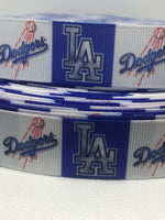 LOS ANGELES DODGERS inspired grosgrain ribbon and/or coordinating 1" flatbacks. Perfect for bow making and many other crafts.