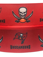 Tampa Bay Buccaneers inspired grosgrain ribbon and/or coordinating 1" flatbacks.  Perfect for bow making and many other crafts.