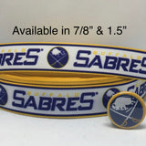 BUFFALO SABRES inspired 7/8" and 1.5"" grosgrain ribbon and/or coordinating 1" flatbacks. Perfect for hair bows and many other crafts.