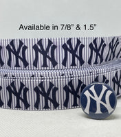 NEW YORK YANKEES inspired grosgrain ribbon and/or coordinating 1" flatbacks. Perfect for hair bows and many other cratfs.