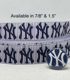 NEW YORK YANKEES inspired grosgrain ribbon and/or coordinating 1" flatbacks. Perfect for hair bows and many other cratfs.