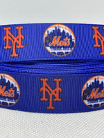 NEW YORK METS inspired grosgrain ribbon and/or coordinating 1" flatbacks. Perfect for bow making and many other crafts.