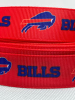 Buffalo Bills inspired grosgrain ribbon and/or coordinating 1" flatbacks.  Perfect for bow making and many other crafts.