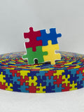 AUTISM AWARENESS inspired grosgrain ribbon and/or coordinating 1.5" planar resins. Perfect for hair bows and many other cratfs.