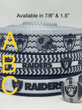 LAS VEGAS RAIDERS inspired grosgrain ribbon and/or coordinating 1" flatbacks. Perfect for bow making and many other crafts.