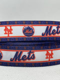 NEW YORK METS inspired grosgrain ribbon and/or coordinating 1" flatbacks. Perfect for bow making and many other crafts.