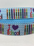 I LOVE SCHOOL inspired grosgrain ribbon and/or coordinating 1" flatbacks. Perfect for hair bows and many other cratfs.