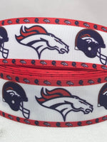 DENVER BRONCOS inspired grosgrain ribbon and/or coordinating 1" flatback buttons.  Perfect for bow making and many other crafts.