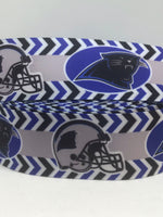 Carolina Panthers inspired grosgrain ribbon and/or coordinating 1" flatbacks.  Perfect for bow making and many other crafts.