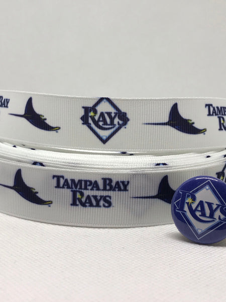 Tampa Bay Rays inspired 7/8" grosgrain ribbon and/or coordinating 1" flatbacks. Perfect for hair bows and many other crafts.