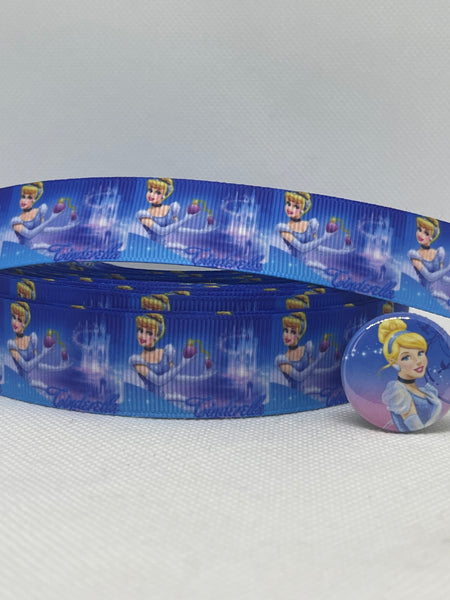 PRINCESS CINDERELLA inspired grosgrain ribbon and/or coordinating 1" flatbacks. Perfect for bow making and many other crafts.