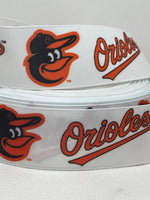 BALTIMORE ORIOLES inspired grosgrain ribbon and/or coordinating 1" flatbacks. Perfect for bow making and many other crafts.