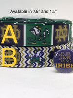 NOTRE DAME FIGHTING IRISH inspired grosgrain ribbon and/or coordinating 1" flatbacks. Perfect for bow making and many other crafts.