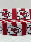 Kansas City Chiefs inspired grosgrain ribbon and/or coordinating 1" planar resin.  Perfect for bow making and many other crafts.