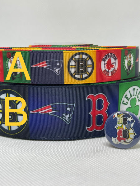 BOSTON sports teams inspired grosgrain ribbon and/or coordinating 1" flatbacks.