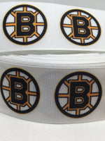 BOSTON BRUINS inspired grosgrain ribbon and/or coordinating 1" flatbacks. Perfect for bow making and many other crafts.